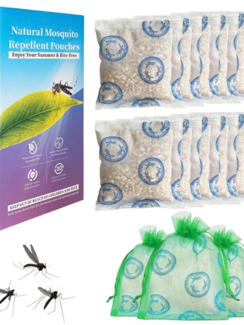 15 Bags Powerful Mosquito Repellent Outdoor Patio Pouches, Natural Mosquito